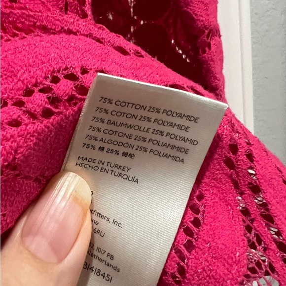 Anthropologie Fuchsia Lace Button-Down Shirt - Picture 3 of 7